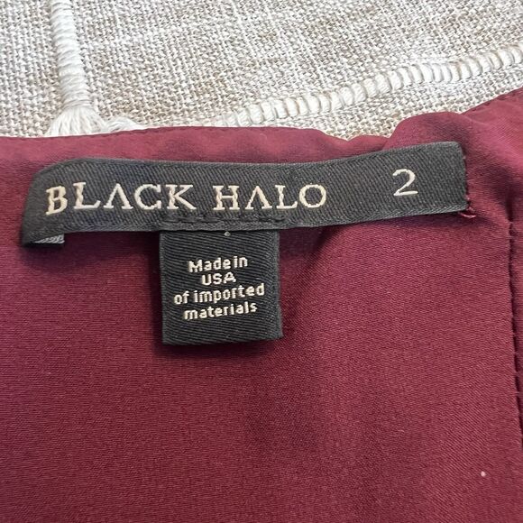 Black Halo Vintea Sheath Dress Plum Merlot Purple Metallic Cocktail Women’s 2 - Picture 11 of 16